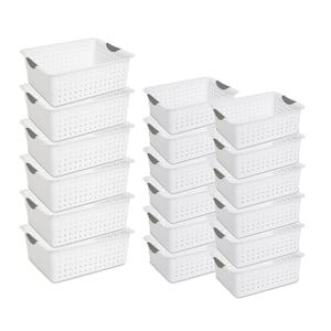 6.3 in. H x 12.8 in. W x 15.8 in. D White Plastic Cube Storage Bin 6-Pack