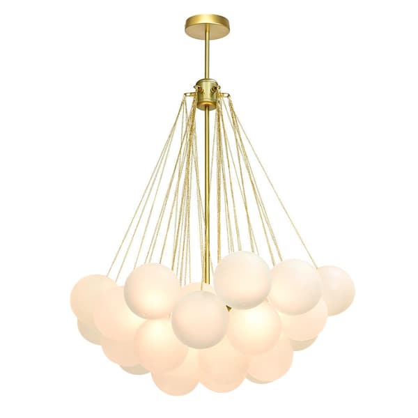 3 Light Gold Modern Cluster Globe Bubble Chandelier with Frosted Glass Shades No Bulbs Included PTR 1014681 The Home Depot