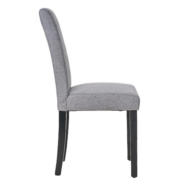 Modern Upholstered Dining Chairs (Box of 4) Fabric Kitchen Chairs with High Back and Wood Legs, Gray