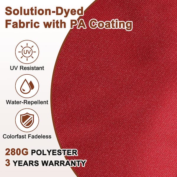 10 ft. Square Aluminum Cantilever Tilt Outdoor Patio Umbrella with LED light, Cross Base Stand in Red for Balcony