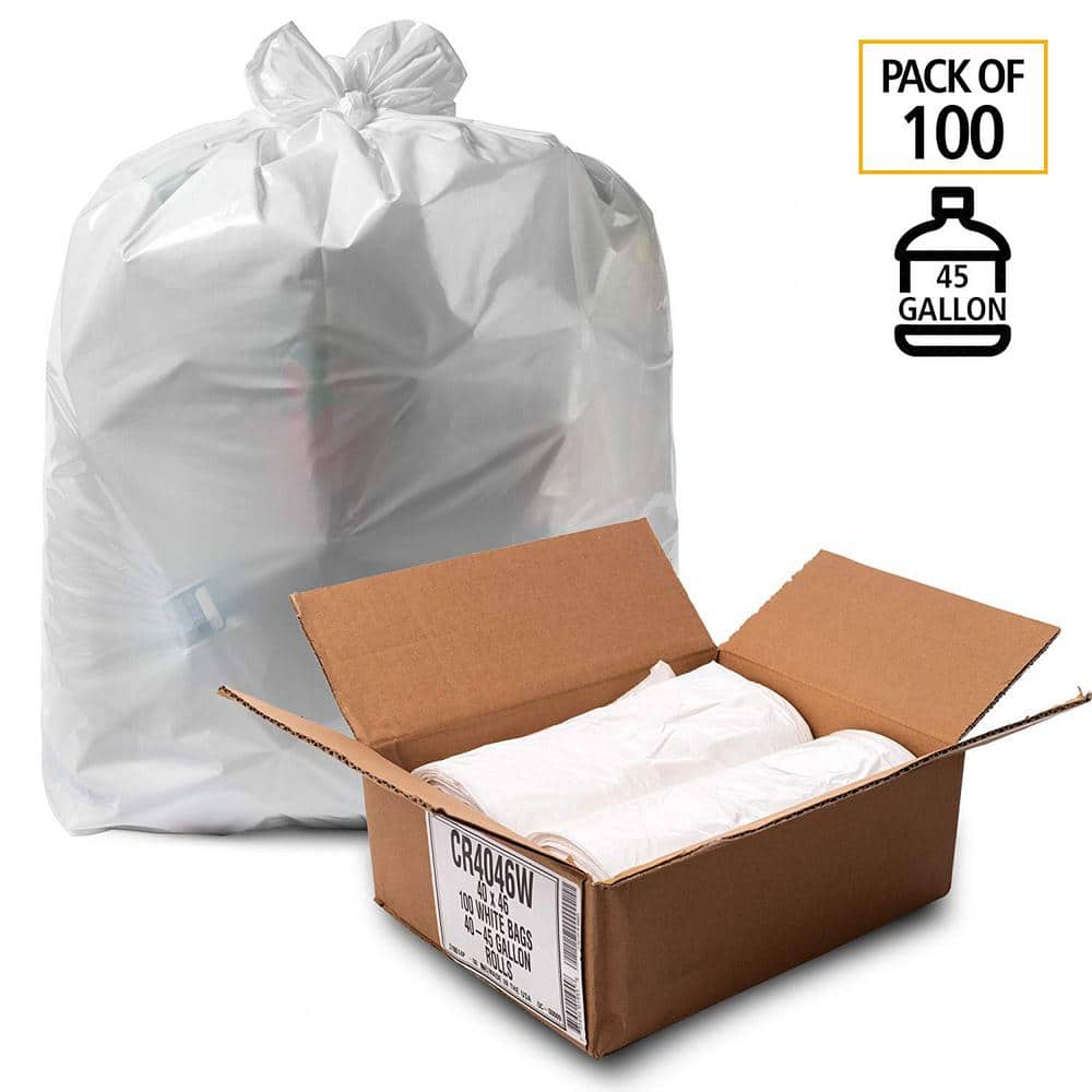 45 Gallon White Low Density Trash Bag (100-Count)