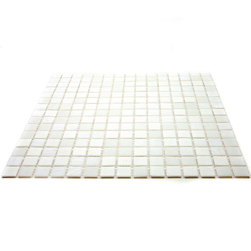 Pearl White 12" x 12" Iridescent Glass Mosaic Tile