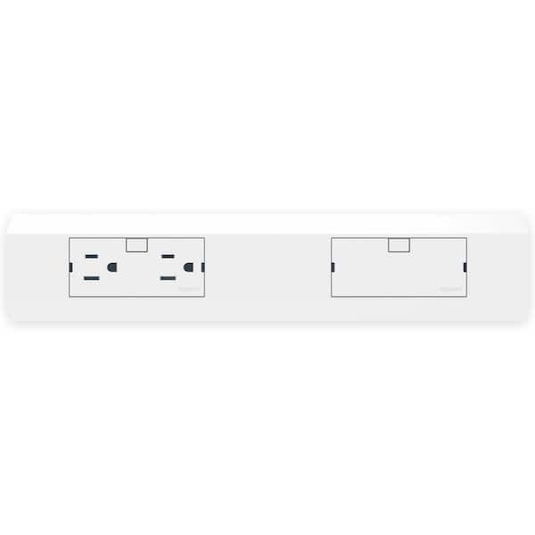 Legrand adorne Under-Cabinet 12 in. 2-Outlet Modular Track, White with 1 Tamper-Resistant Outlet Module and 1 Blank Module