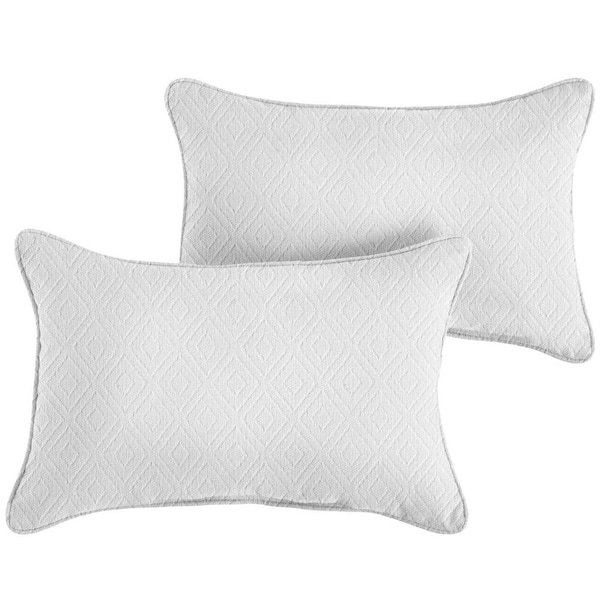 SORRA HOME Sunbrella Retain Snow Rectangle Outdoor Lumbar Pillow (2-Pack)