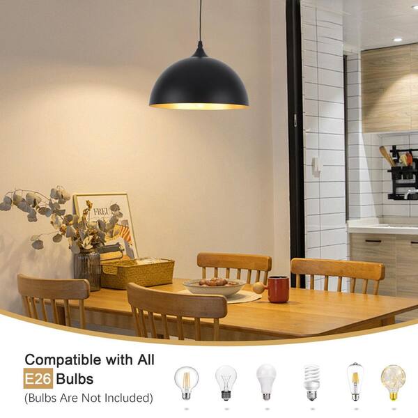 ZJVAIVE 1 Light Matte Black Industrial Dome Pendant for Dining