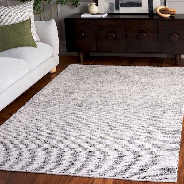 Abstract 5 ft. x 8 ft. Ivory/Black Modern Distressed Area Rug