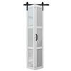 ARK DESIGN 32 in. x 84 in. 3-Lite Tempered Frosted Glass White Finished Glass Bi-Fold Sliding Barn Door with Hardware Kit BF-BD-3G-32