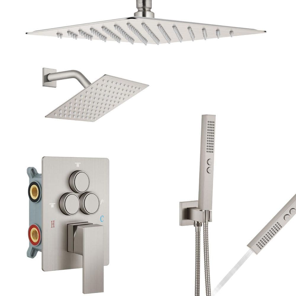 1-Piece Bath Accessory Set, Ceiling-Mount Shower Faucet System in Brushed Nickel, Dual Heads, 2-in-1 Handheld Spray price history on PriceWatchPro