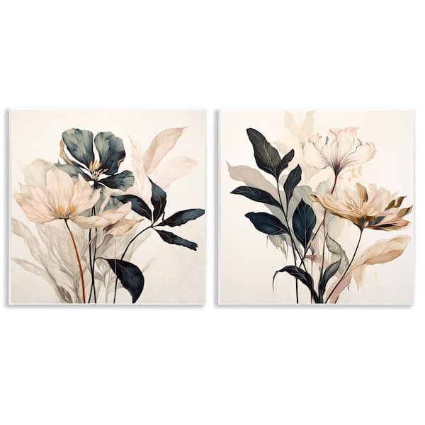 Black and Beige Botanicals by Lazar Studio 2 Pieces Unframed Nature Graphic Art Print 12 in. x 12 in.
