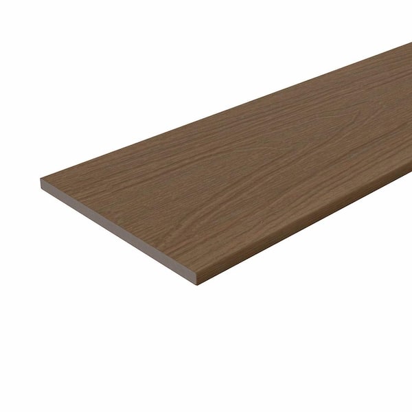 NewTechWood Fascia 0.6 in. x 11.22 in. x 12 ft. Rustic and Wood Grain Peruvian Teak Composite Decking Board