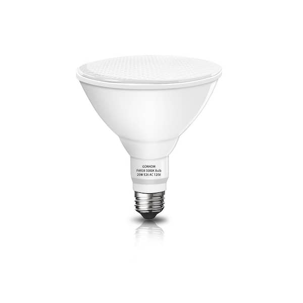 200W Par38 A-Style Daylight (5000K) LED Outdoor Light Bulb, Dimmable 1800LM Flood Light Bulbs, 2-Pack