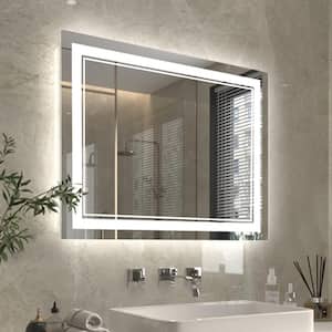 Exbritre 36 in. W x 28 in. H Rectangular Frameless Anti-Fog Wall Mount Bathroom Vanity Mirror in Silver