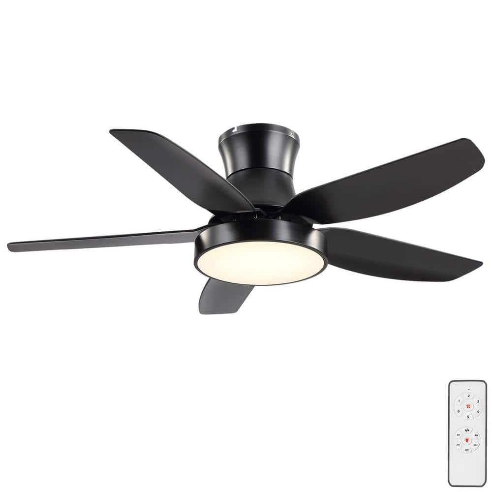 BLACK+DECKER 52-in Brushed Nickle Indoor Downrod or Flush Mount Ceiling Fan  with Light and Remote (4-Blade) in the Ceiling Fans department at