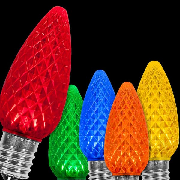 Wintergreen Lighting OptiCore C9 LED Multi-Color Faceted Christmas Light Bulbs (25-Pack)