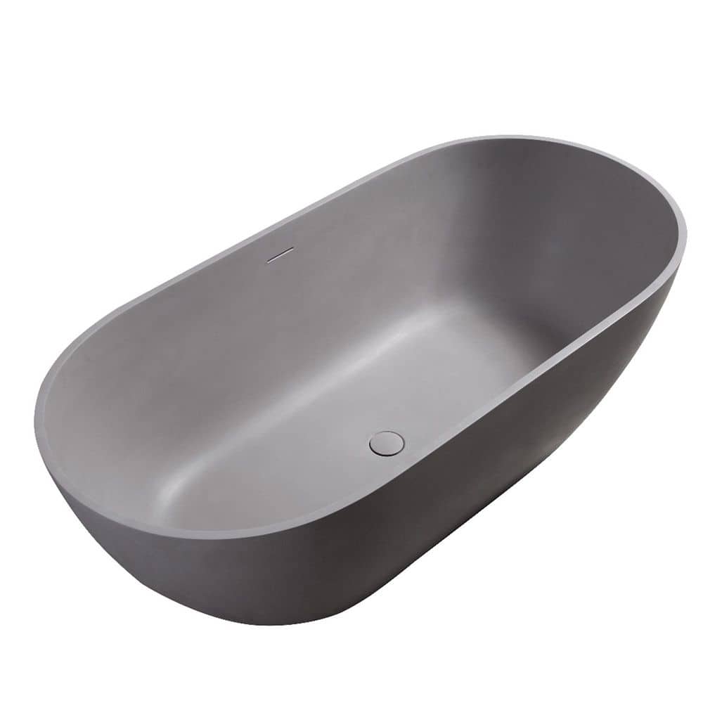 59.06 in. x 29.53 in. Solid Surface Soaking Freestanding Bathtub with Overflow and Pop-up Drain in Gray price history on PriceWatchPro