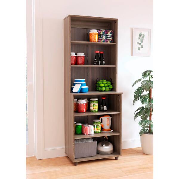 Inval 23.62 in. W x 15.35 in. D x 66.14 in. H in Ready to Assemble Standard Storage Cabinet in Smoked Oak