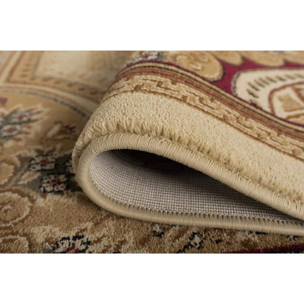 Ivory Rectangular Oriental Synthetic 5' x 7' Area Rug