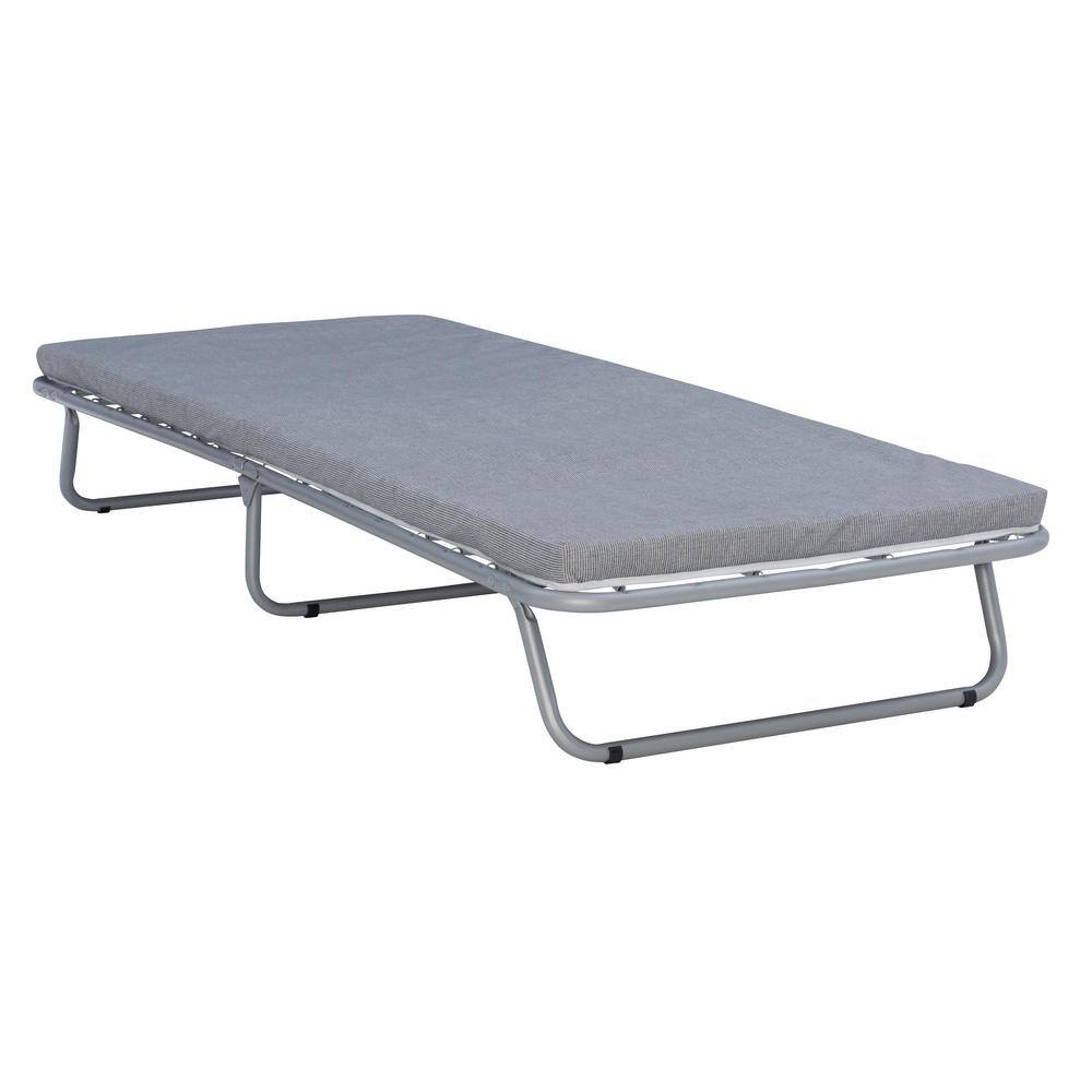 Linon Home Decor Lenny Cot Soft Foam 2 in. thick Grey Steel Metal Frame