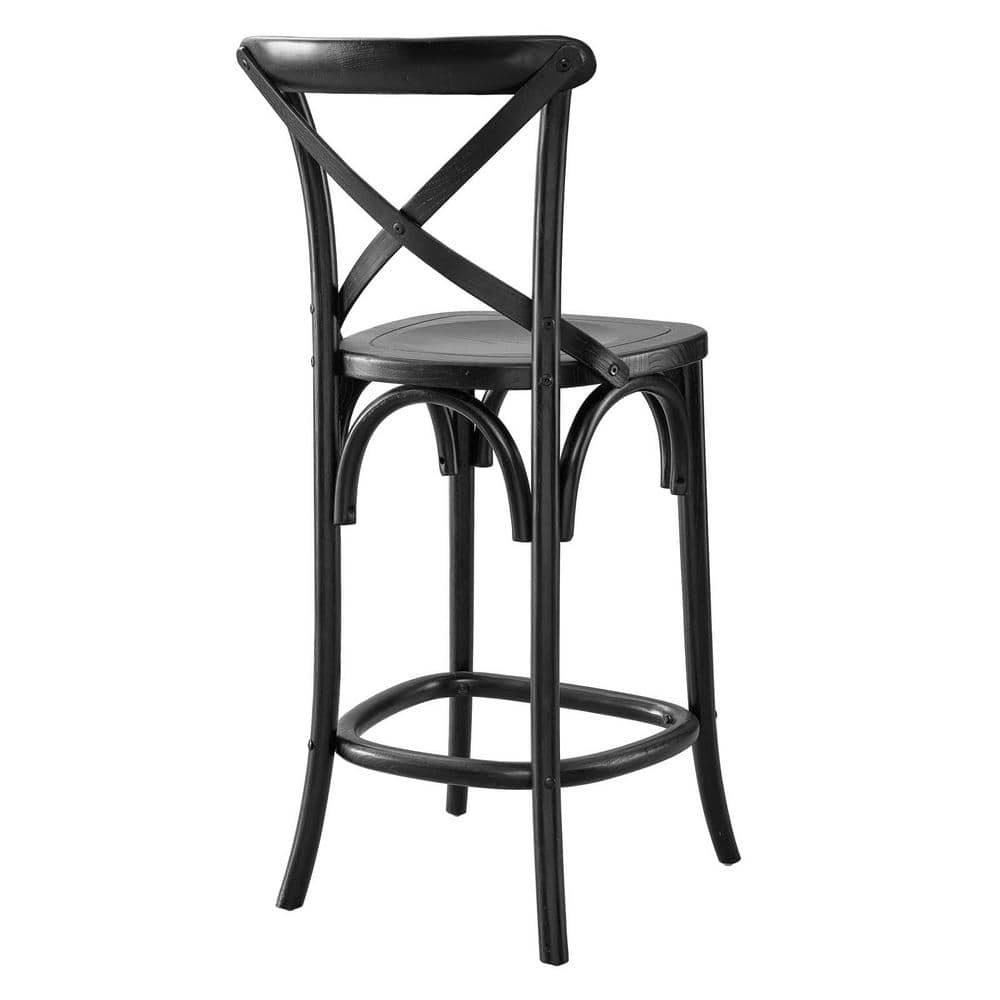 Modern Farmhouse Elm Wood Gear Counter Stool in Black