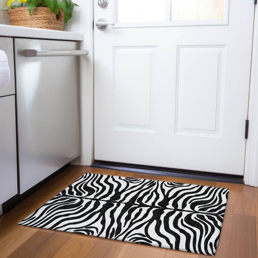 Mayfield Premium Machine Washable Abstract AMF1042 Black 2 ft. x 3 ft. Area Rug price history on PriceWatchPro