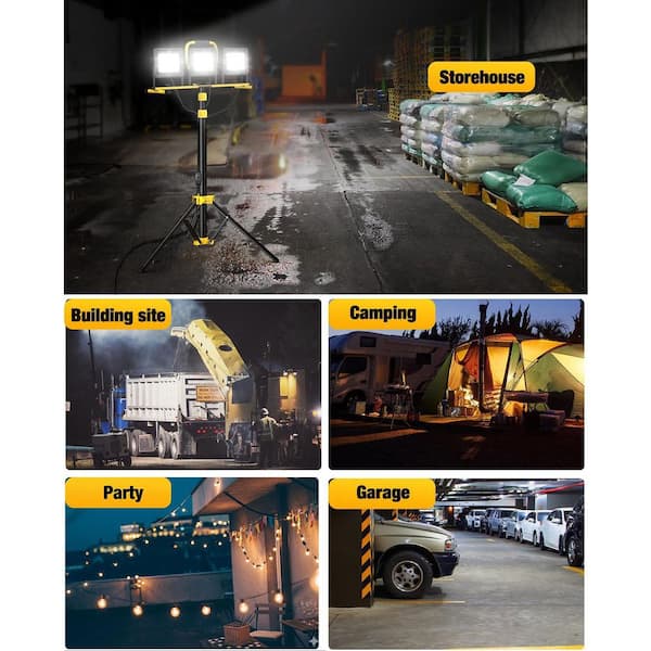21000 Lumen LED 3-Head Adjustable Work Light with Waterproof