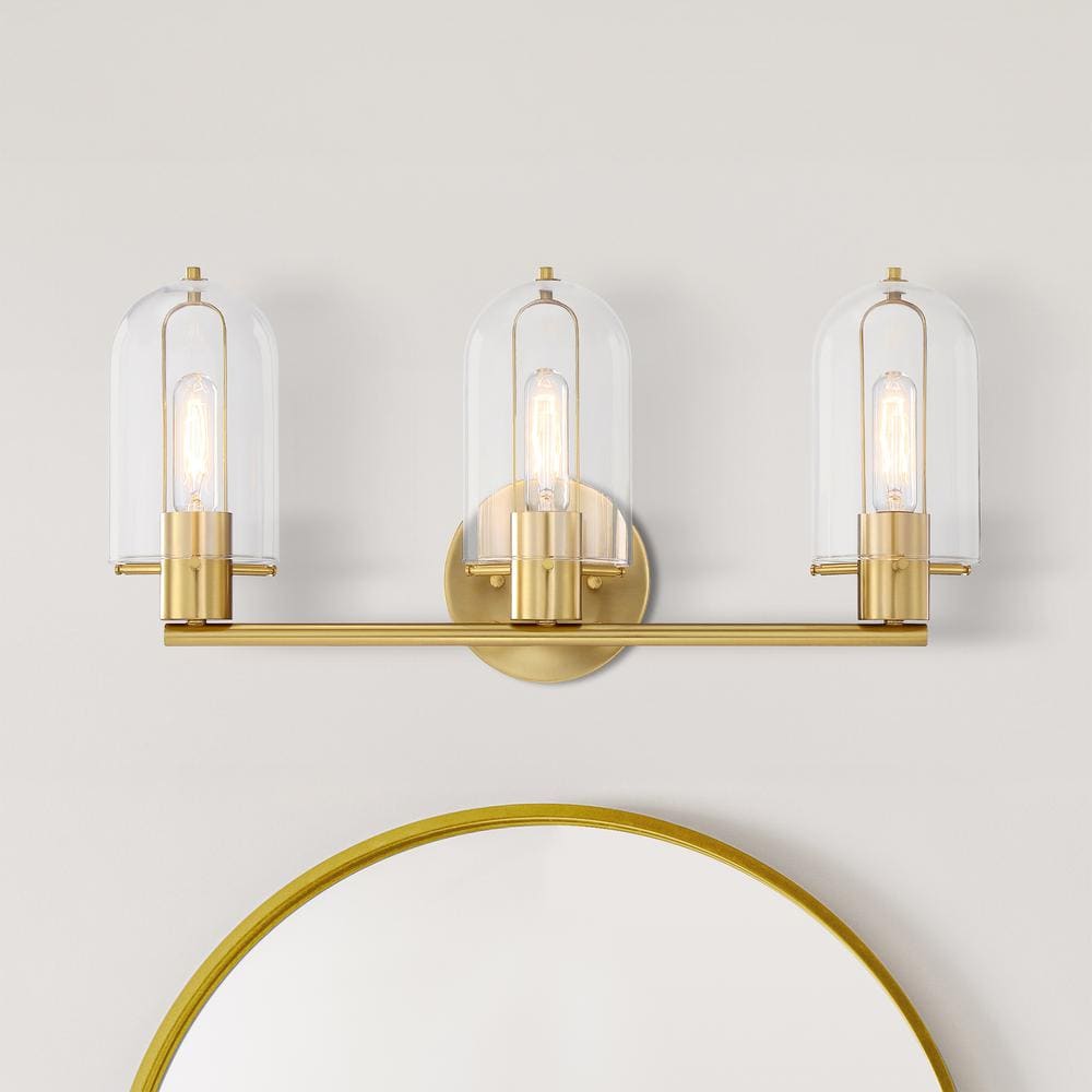 Skylar 24.5 in. 3-Light Brushed Gold Glam Vanity Light with Clear Glass Shades price history on PriceWatchPro