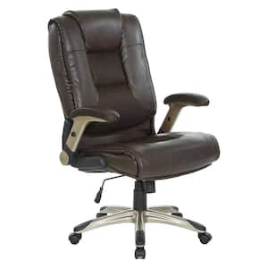 Bonded Leather with Coated Nylon Base Ergonomic Executive Chair in Espresso and Cocoa Coated Flip Arms