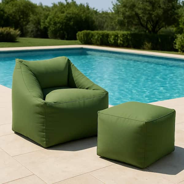 Green Multi-Use, Lightweight Indoor/Outdoor Ottoman for Relaxing and Seating 20 D x 18 W x 18 H