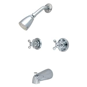 Magellan 2-Handle 1-Spray Tub and Shower Faucet with Decor Cross Handle in Polished Chrome (Valve Included)