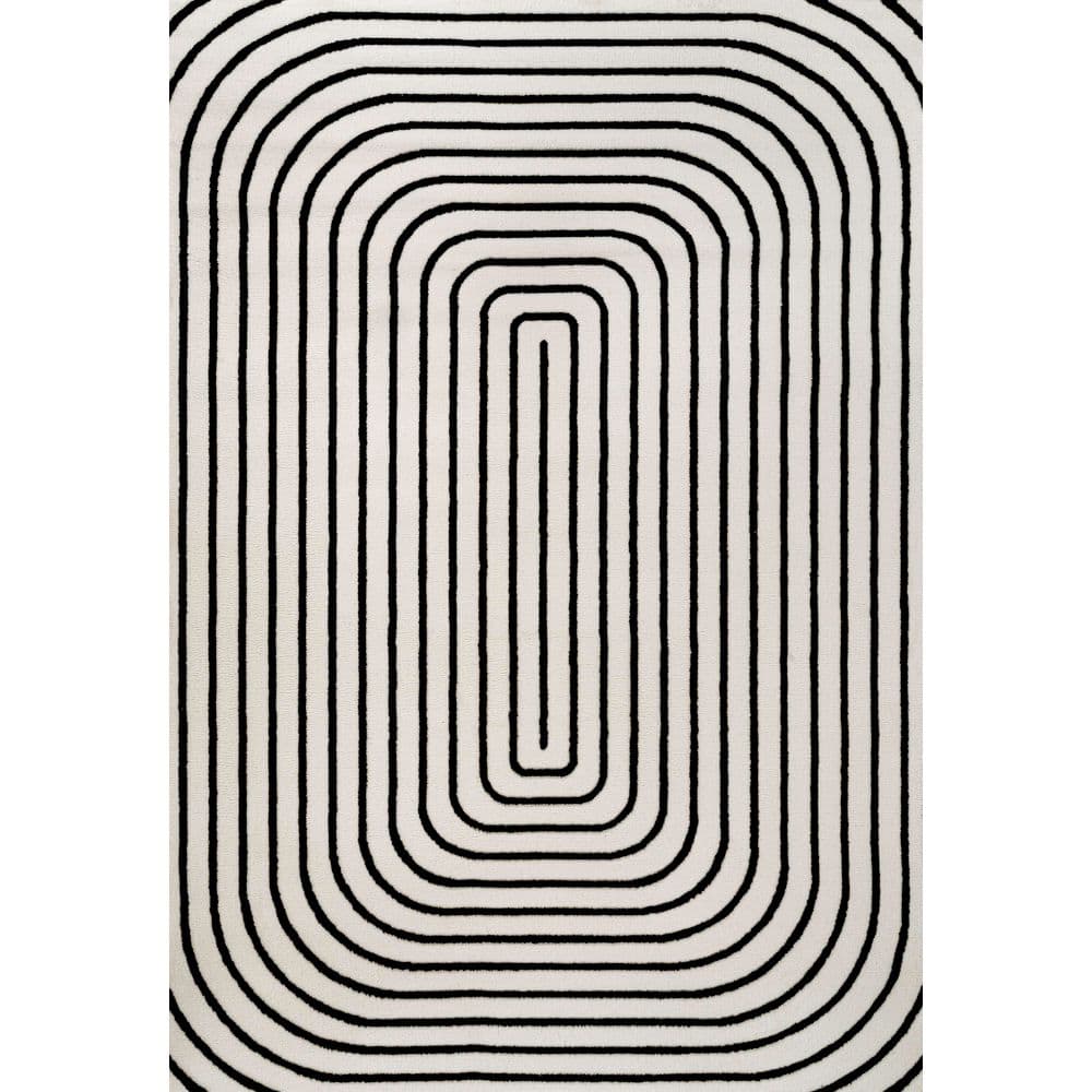 Freya Modern Scandinavian Arch Stripe Monotone High-Low Black/White 4 ft. x 6 ft. Area Rug price history on PriceWatchPro
