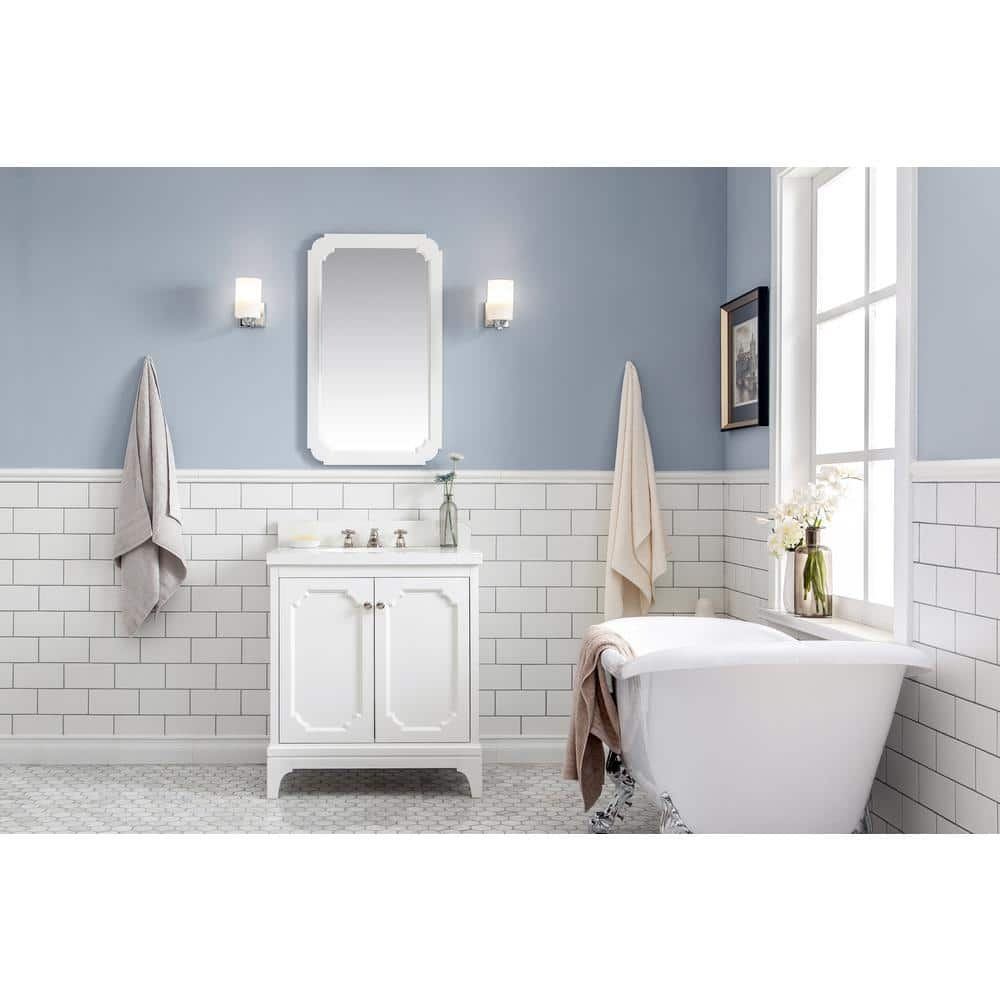 Water Creation Queen Collection 30 In Bathroom Vanity In Pure White With Vanity Top In Quartz Carrara Vanity Only Vqu030qcpw00 The Home Depot