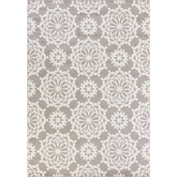 Kas Rugs Skyline Flora Grey/Ivory 8 ft. x 10 ft. Floral Area Rug