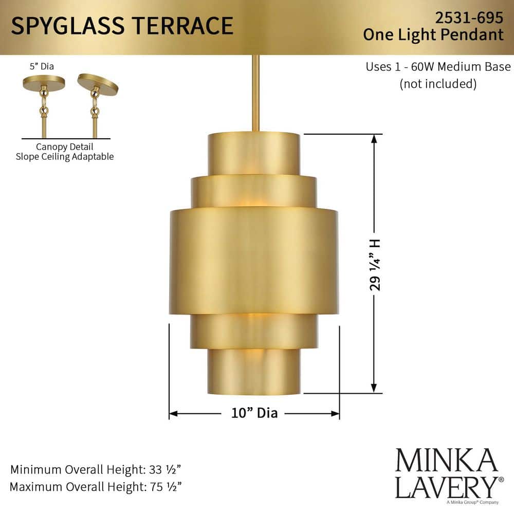 Soft Brass Mini Pendant Light with Steel Shade