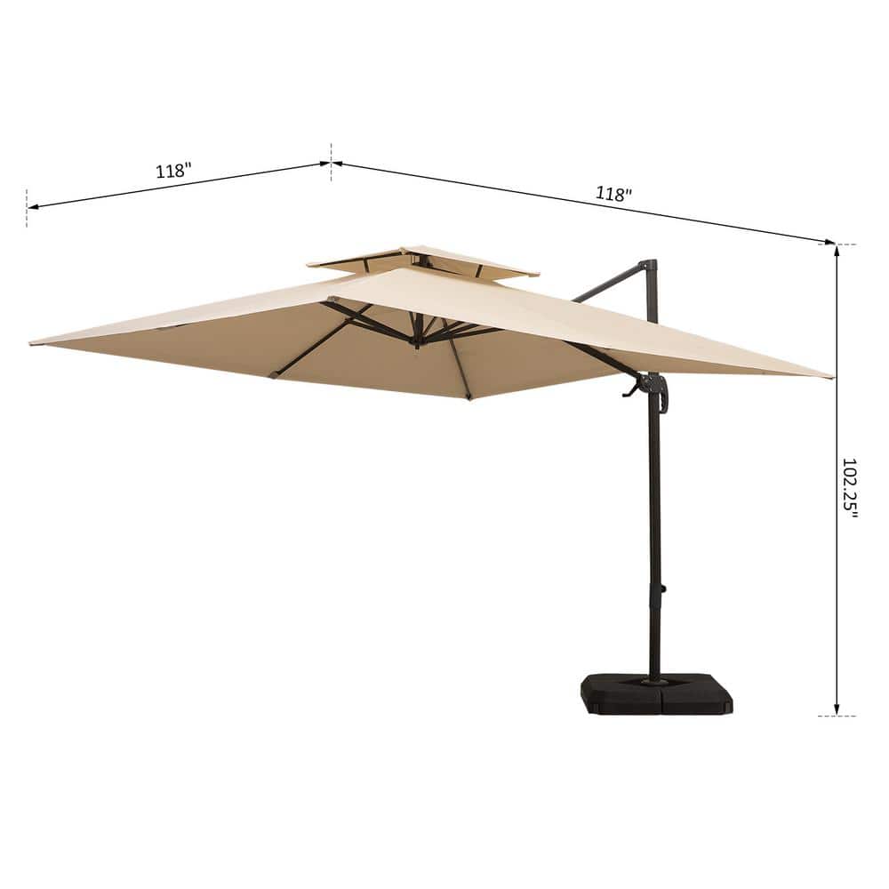 Latte 10ft Cantilever Patio Umbrella with Metal Pole and Base