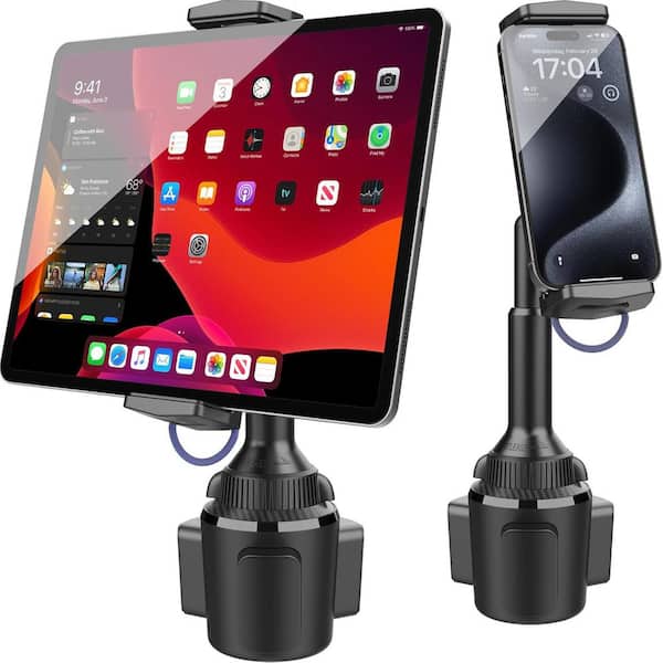 Lukyamzn Cup Holder Tablet Mount Adjustable Height for Car and Truck Compatible with 4.7-13 Devices Black