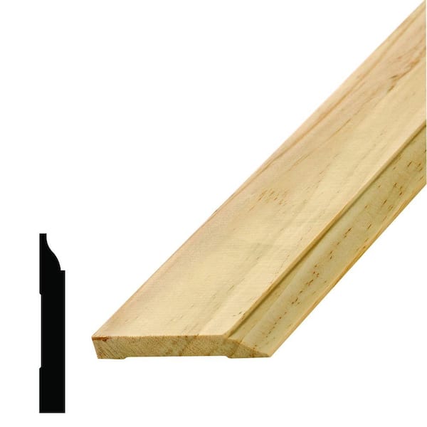 Alexandria Moulding LWM 634 7/16 in. x 3 in. Pine Wood Baseboard Molding