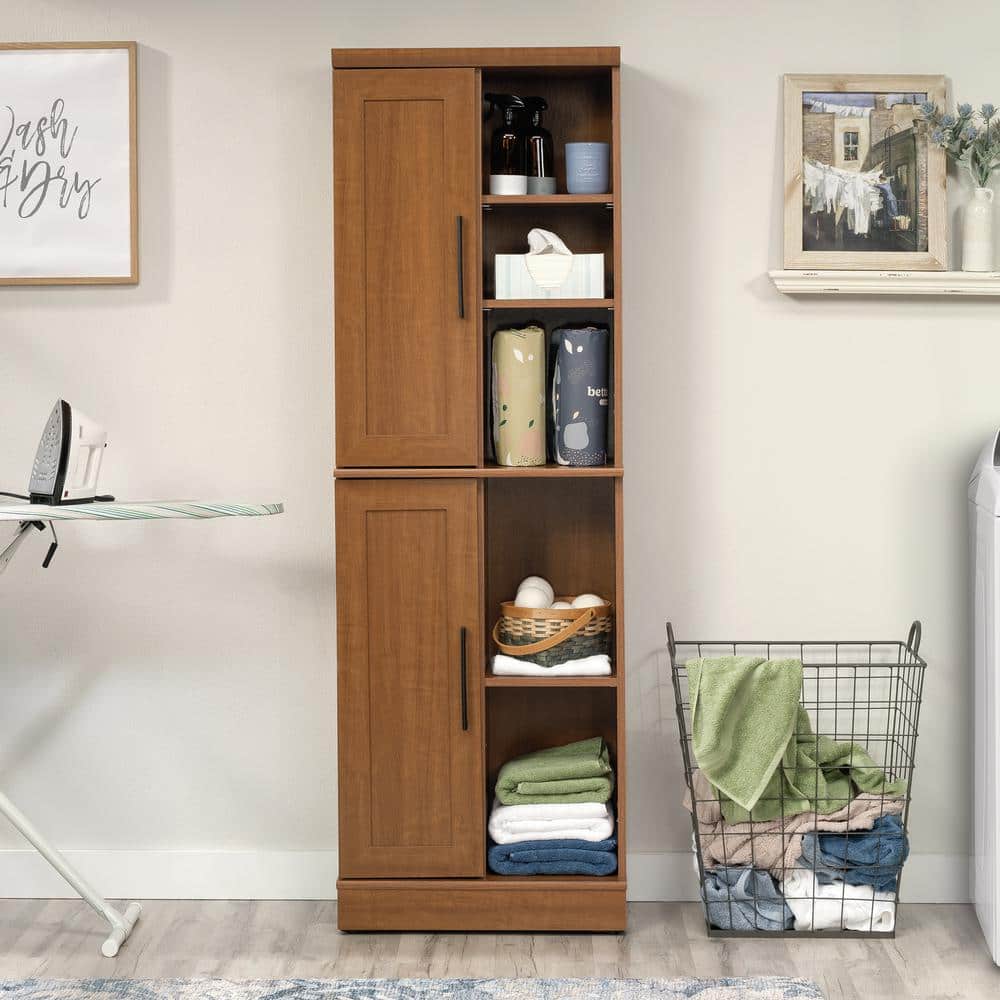 Sienna Oak Adjustable Shelving Tall Storage Cabinet