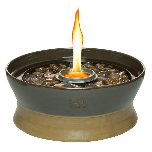 TIKI 10 in. Clean Burn Ceramic Tabletop Firepiece Torch in Chocolate Brown