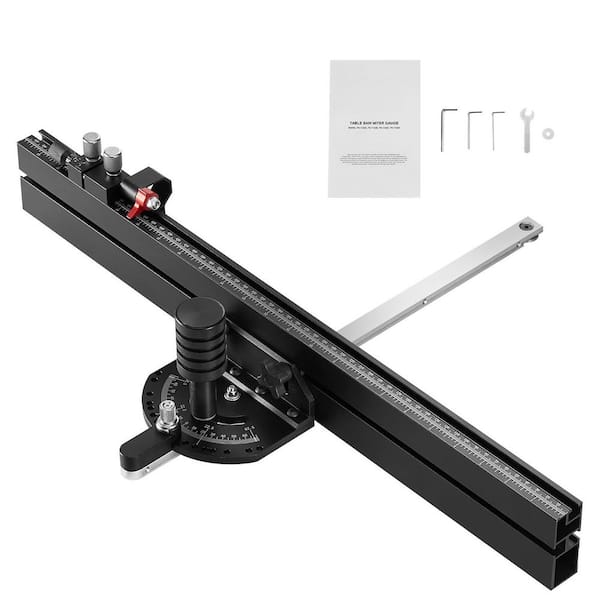 Precision Miter Gauge, Standard Slot 3/4 x 3/8in. Aluminum Alloy Table Saw Miter Gauge with 24in. Grating 15 Angle Stops