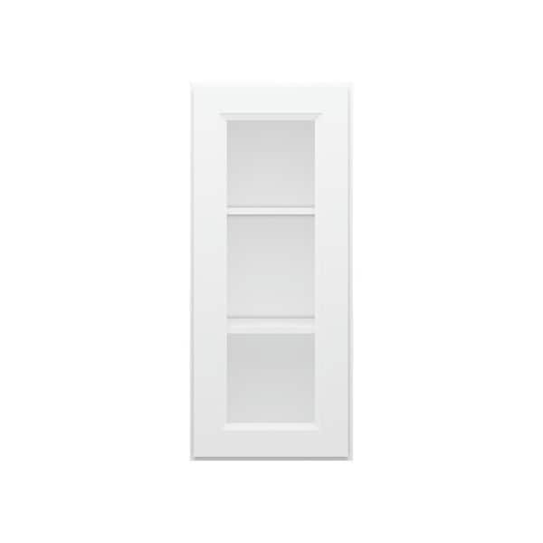 15 in. W x 12 in. D x 36 in. H in Traditional White Ready to Assemble Wall Kitchen Cabinet with No Glasses