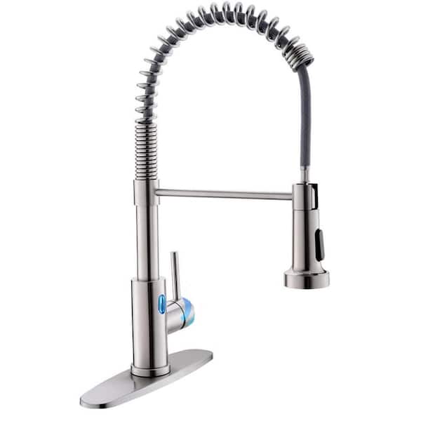 Lukvuzo Touchless Single Handle Pull Down Sprayer Kitchen Faucet with LED Light Sink Faucet Motion Sensor Smart Hands-Free