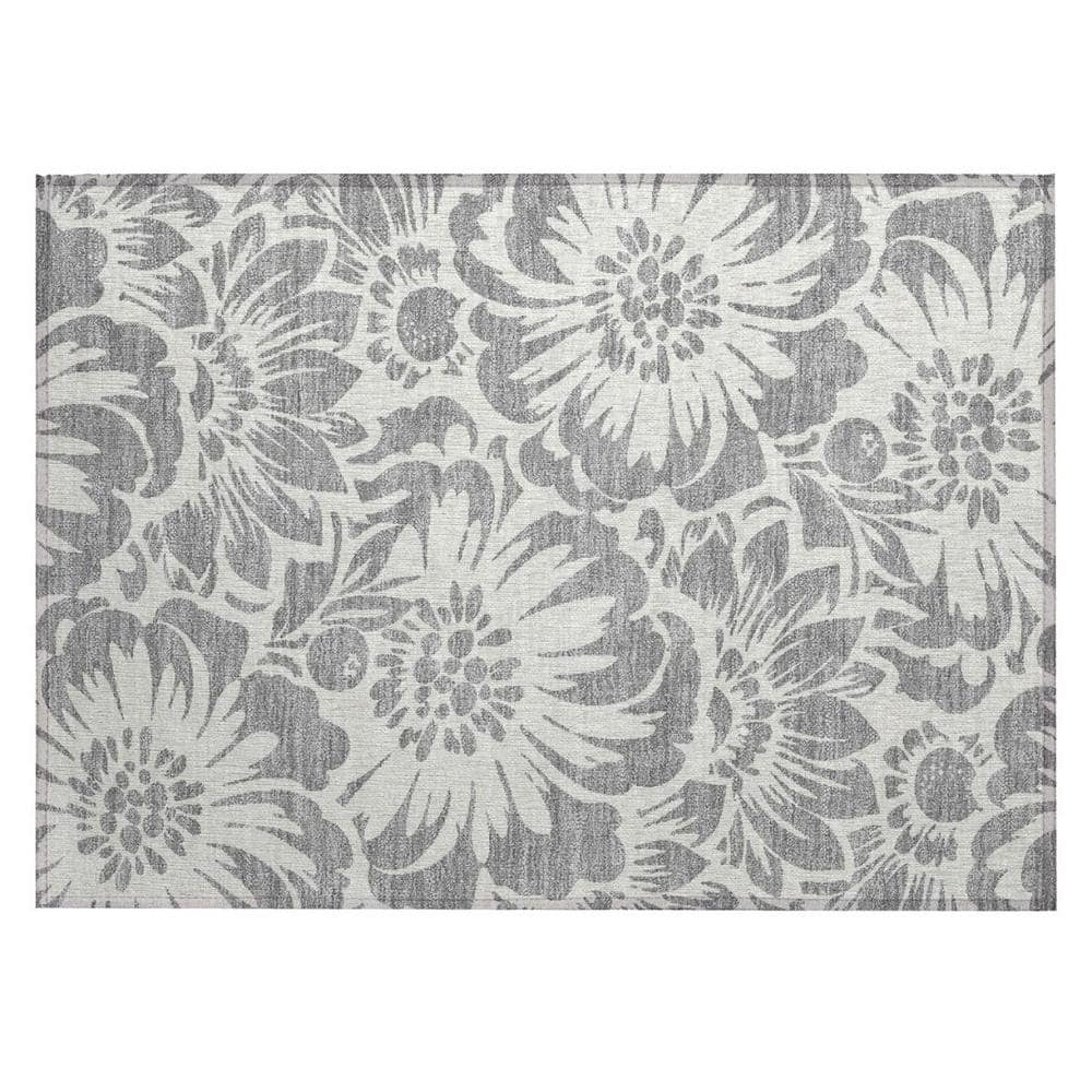 Gray and Ivory 2 ft. x 3 ft. Woven Floral Rectangle Indoor/Outdoor Area Rug price history on PriceWatchPro