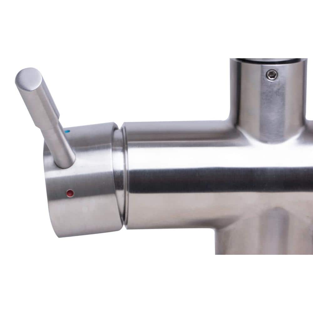 Brushed Stainless Steel Retractable Single Hole Kitchen Faucet