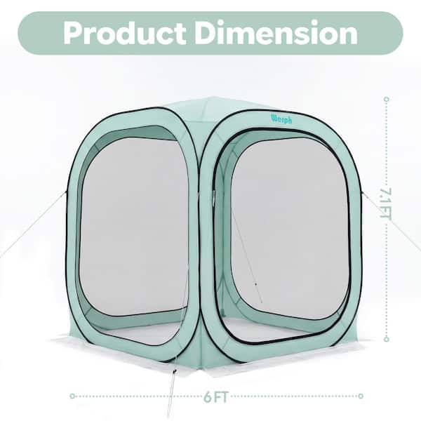 Werph 6 ft. x 6 ft. Green Portable Camping Canopy Tent with Mesh