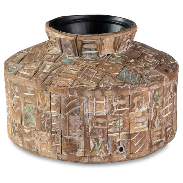 Signature DESIGN BY ASHLEY Meltland 10 in. Brown Wood Urn Decorative Vase