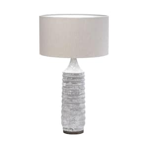 Charlie 30.5 in. Gray Integrated LED No Design Interior Lighting for Living Room with Beige Ceramic Shade