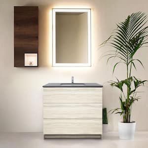 Element 36 in. W x x 22 in. D x 35 in. H Single Sink Bath Vanity in Light Oak with Galaxy Grey Quartz Top