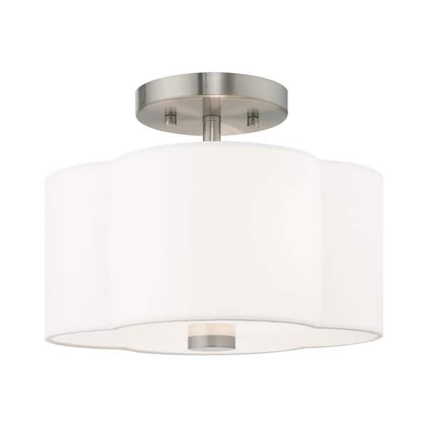 Livex Lighting Chelsea 2 Light Brushed Nickel Semi Flush Mount