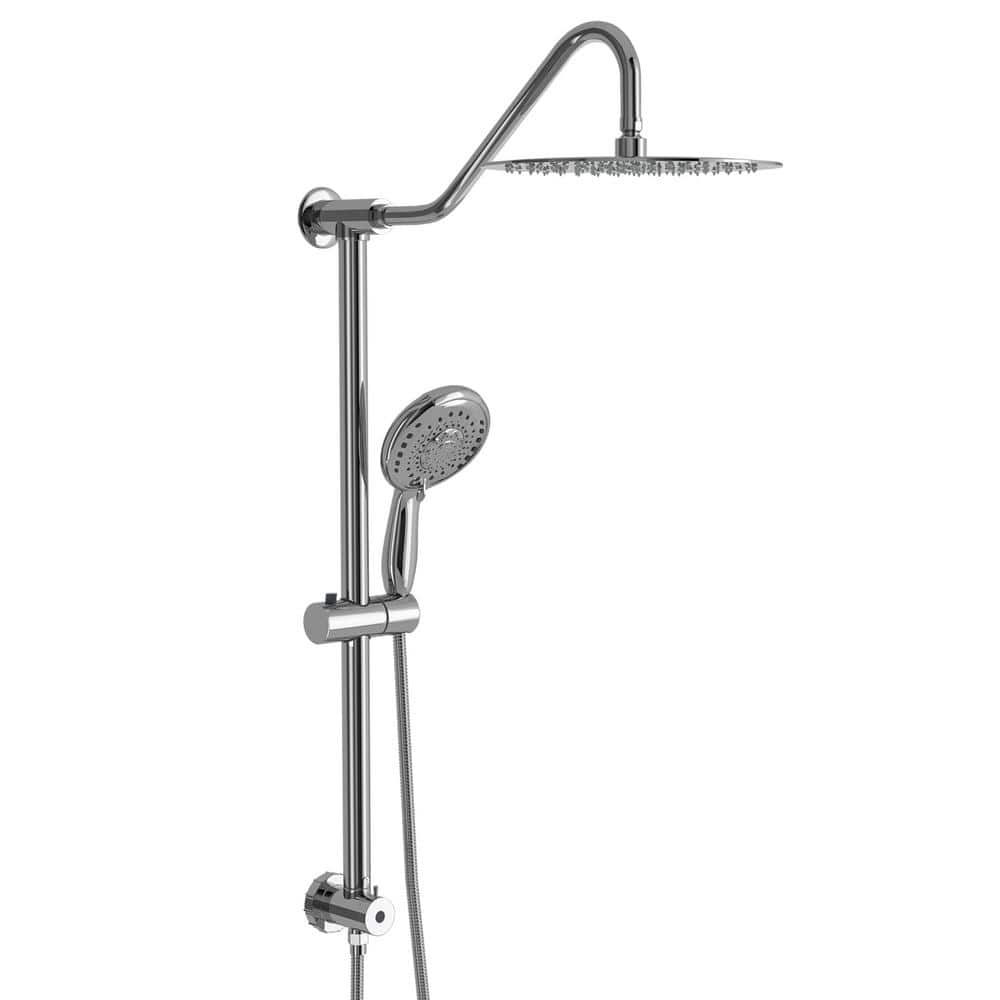 5-Spray 10 in. Wall Mount Fixed and Handheld Shower Head, Dual Shower Heads