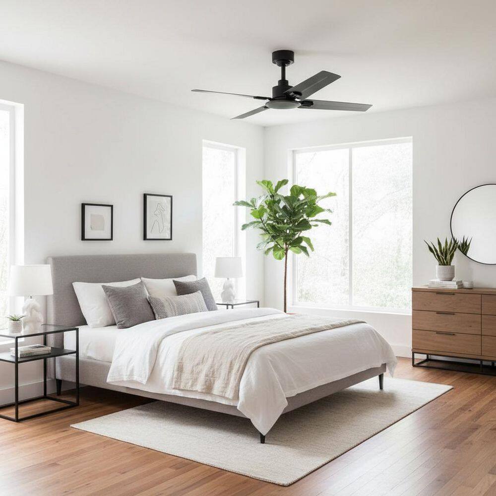 42in. Black Standard Ceiling Fan with Lights, Remote Control , Flush Mount , Reversible, Quiet, for Bedroom price history on PriceWatchPro